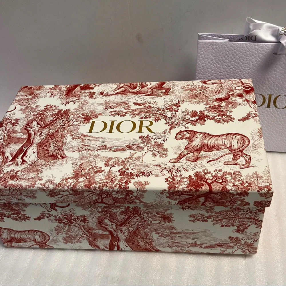 Dior Red Toile De Jouy Gift Box Dior Limited Edition Storage Box Dior Ribbon